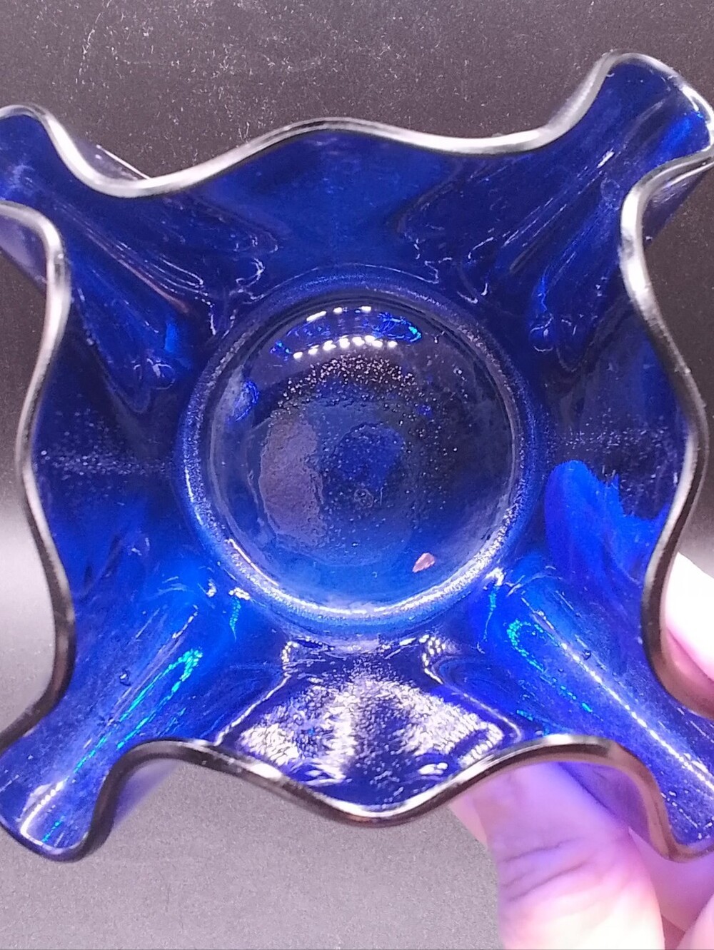Partylite Cobalt 3" Handkerchief Glass Candle Votive Holder - Picture 3 of 4